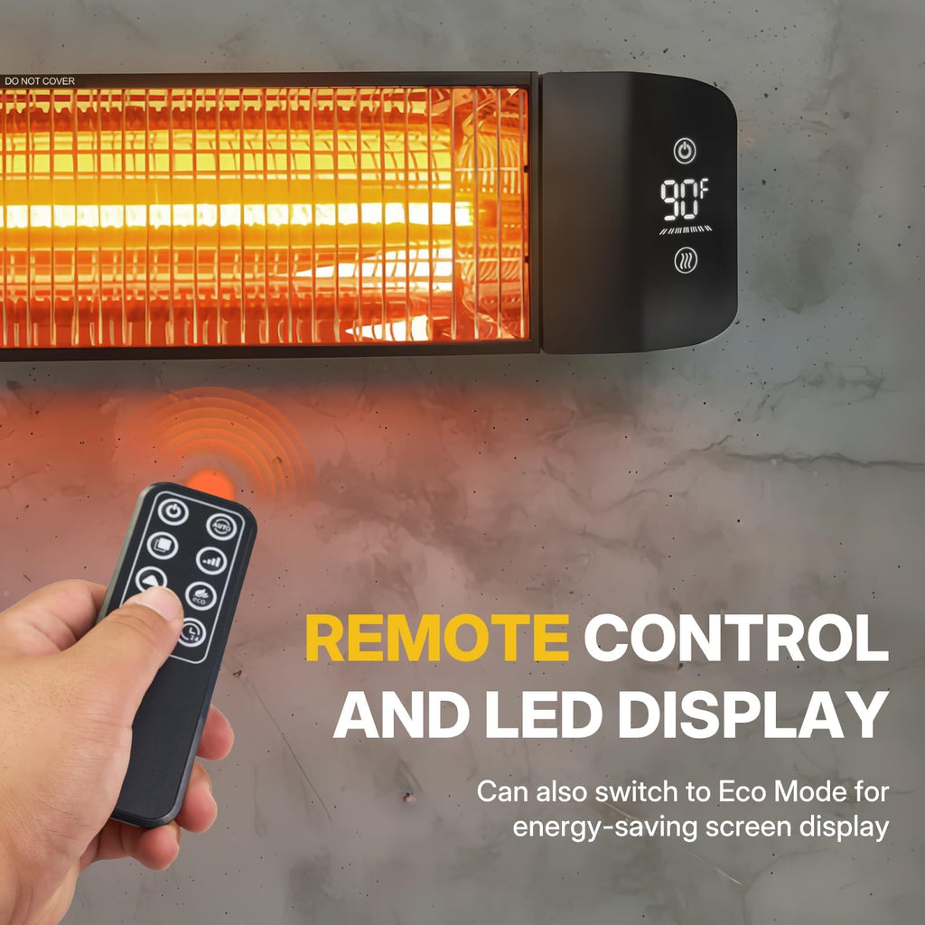 Outdoor Heater Electric 1500W Infrared Patio Heaters Smart Control with 24H Timer, IP65 Waterproof, Wall or Ceiling