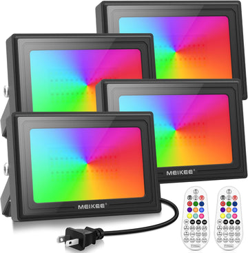 60W 6000LM RGBW Flood Lights Color Changing LED Floodlights | 600W Equivalent Dimmable 6500K White Light Outdoor