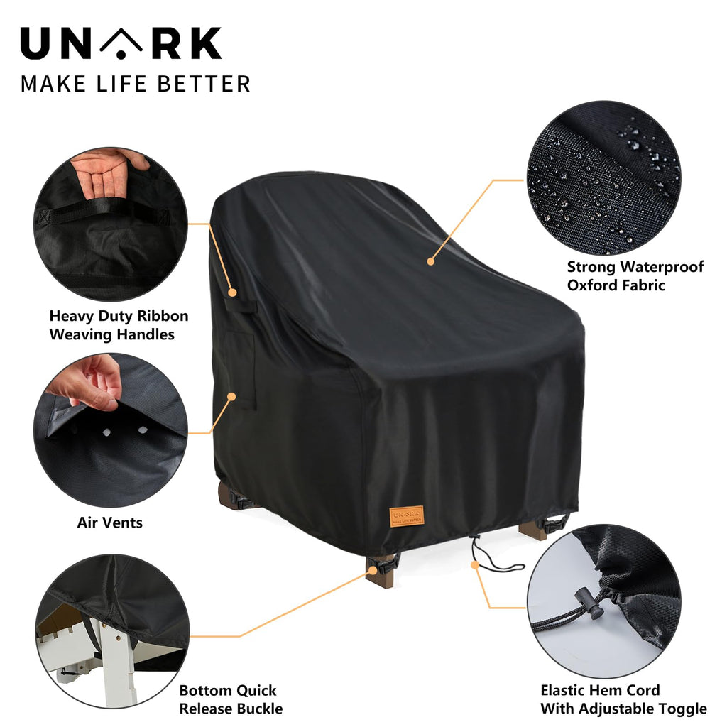Outdoor Adirondack Chair Cover 2 Pack, Heavy Duty Patio Covers Waterproof, Outdoor Furniture Covers Waterproof, Swivel