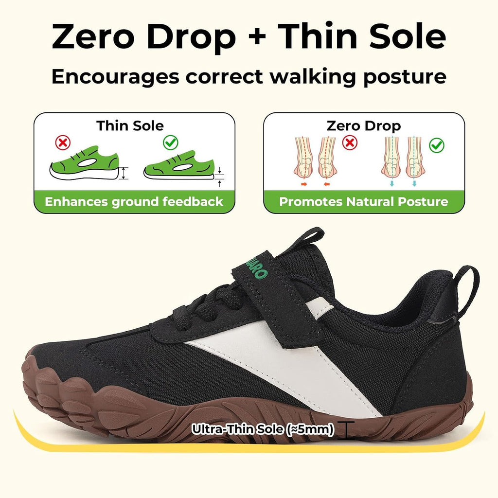 Kids' Barefoot Shoes Wide Toe Box Zero Drop Sneakers Non-Slip Minimalist Shoe