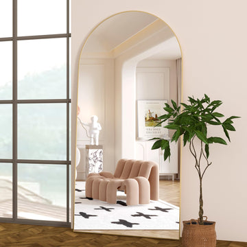 Arched Floor Mirror 76"x34" Gold Arch Full Length Mirror with Stand Large Wall Mirrors Full Body Mirror Standing