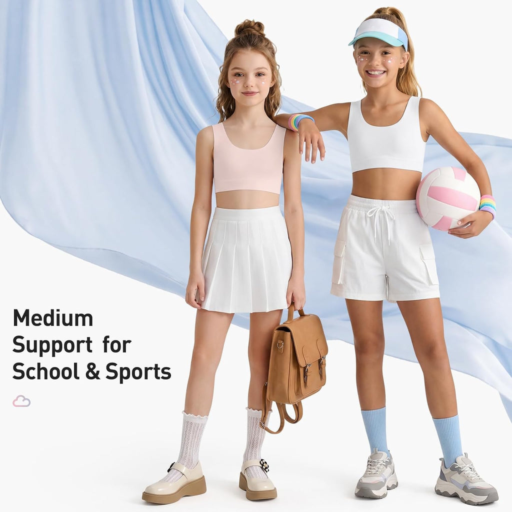 Girls Training Bras, Seamless No Pad Sports Bra Multipack