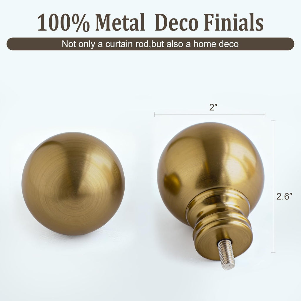 Warm Gold Curtain Rods for Windows Small 28 to 48 Inch 1" Diameter Short Adjustable Heavy Duty Antique Brass Metal