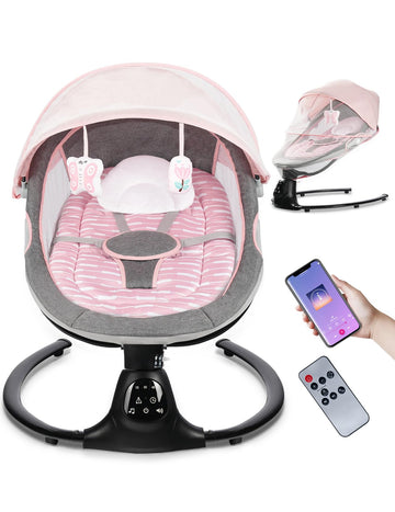 Baby Swing for Infants, 0-9 Months Baby Swing Support Music Playback, 5 Sway Speed, Electric Swing for Baby with