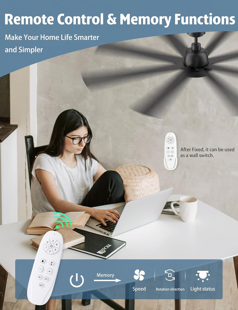 72" Ceiling Fan with LED Light and Remote - Brown and Black