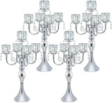 5 Arm Elegant Crystal Candle Holder,Candlestick, 22 Inch Tall Candle Holder Table Candelabra Event Party Table