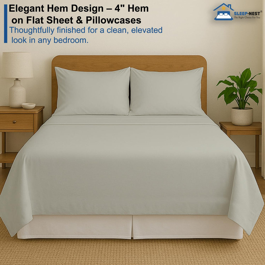 Olympic Queen Sheet Set 66" x 80", 100% Cotton - Silver Grey