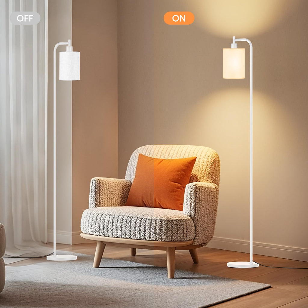 Floor Lamp with Linen Shade, Dimmable Tall Standing Lamp with Remote Control & 3 Color Temperatures, Modern Floor