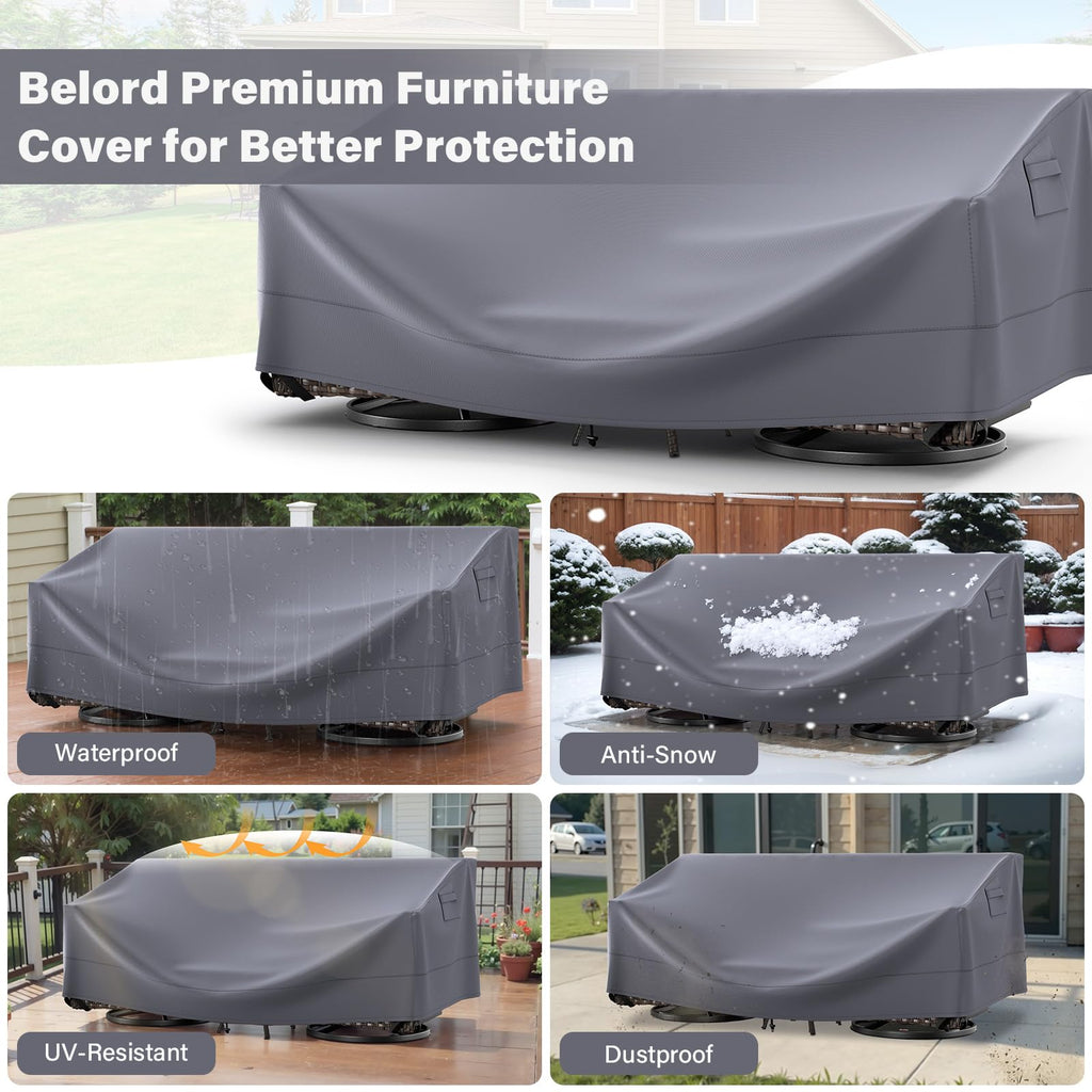Patio Furniture Cover - Heavy-Duty 600D Oxford Waterproof Outdoor Furniture Covers with Windproof Buckle Straps for