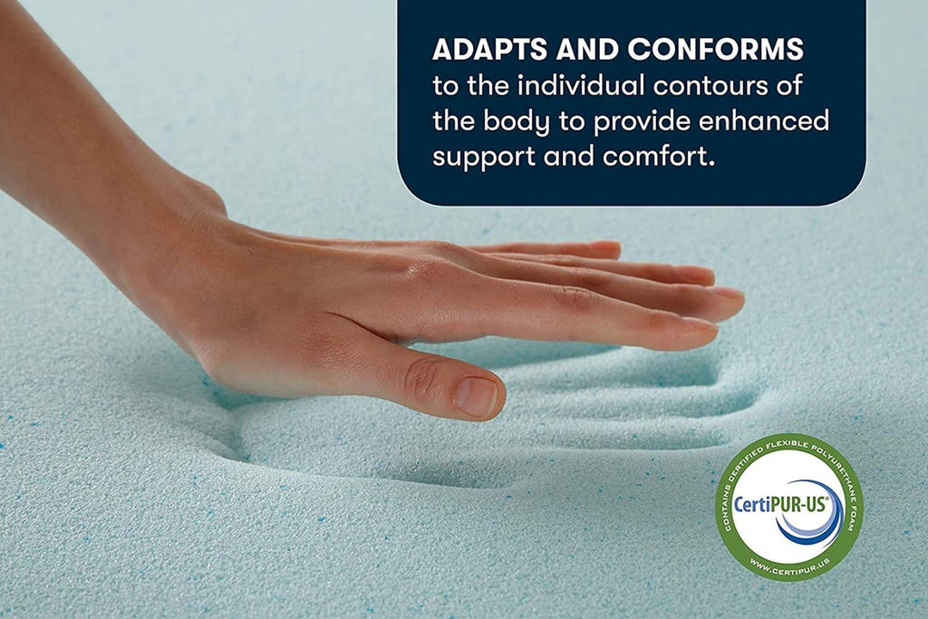 ThermaGel Cooling, Pressure-Relieving Memory Foam Mattress Topper, 2 Inch, Queen,Blue | 2 inch queen gel memory foam