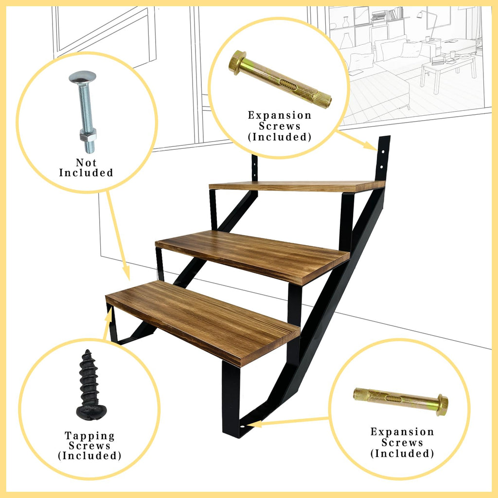 3 Step Metal Stair Step Steel Riser Stringers for 27.1" Height Deck, 2Packs