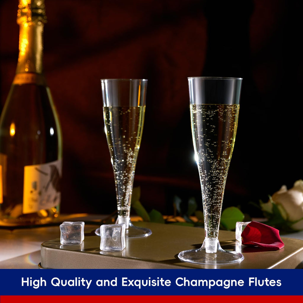 4.5 oz Plastic Champagne Flutes Disposable Clear 100 Pack