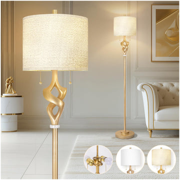 Sculptural Gold Leaf 65.5" Floor Lamp Bedroom