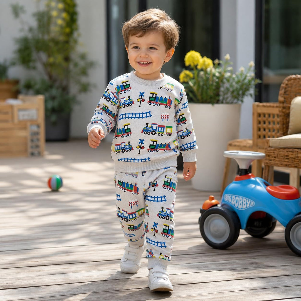 Baby Boy Fall Winter Outfit Monster Truck Sweatshirt Pants Set