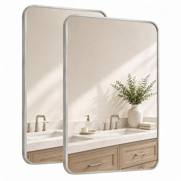 2-Pack 24x36 Inch Brushed Nickel Rounded Rectangle Vanity Mirrors