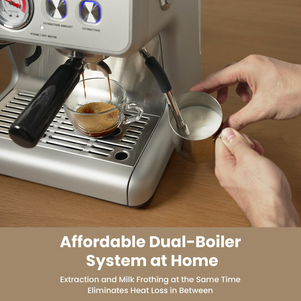 Dual Boiler Espresso Machine With Built‐In Burr Grinder