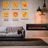 48 Inches Electric Fireplace Inserts, Recessed and Wall Mounted Fireplace Heater for Indoor Use with Remote Control