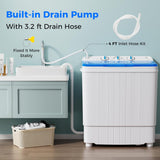 Portable Washing Machine, 17.6lbs Compact Washer Spinner Combo with Pump Drain, Twin Tub 11lbs Wash & 6.6lbs Spin