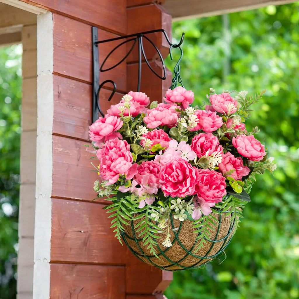 6 Bundles Peonies Artificial for Outdoors UV Resistant Faux Peony with Fake Silk for Outside Front Porch Garden