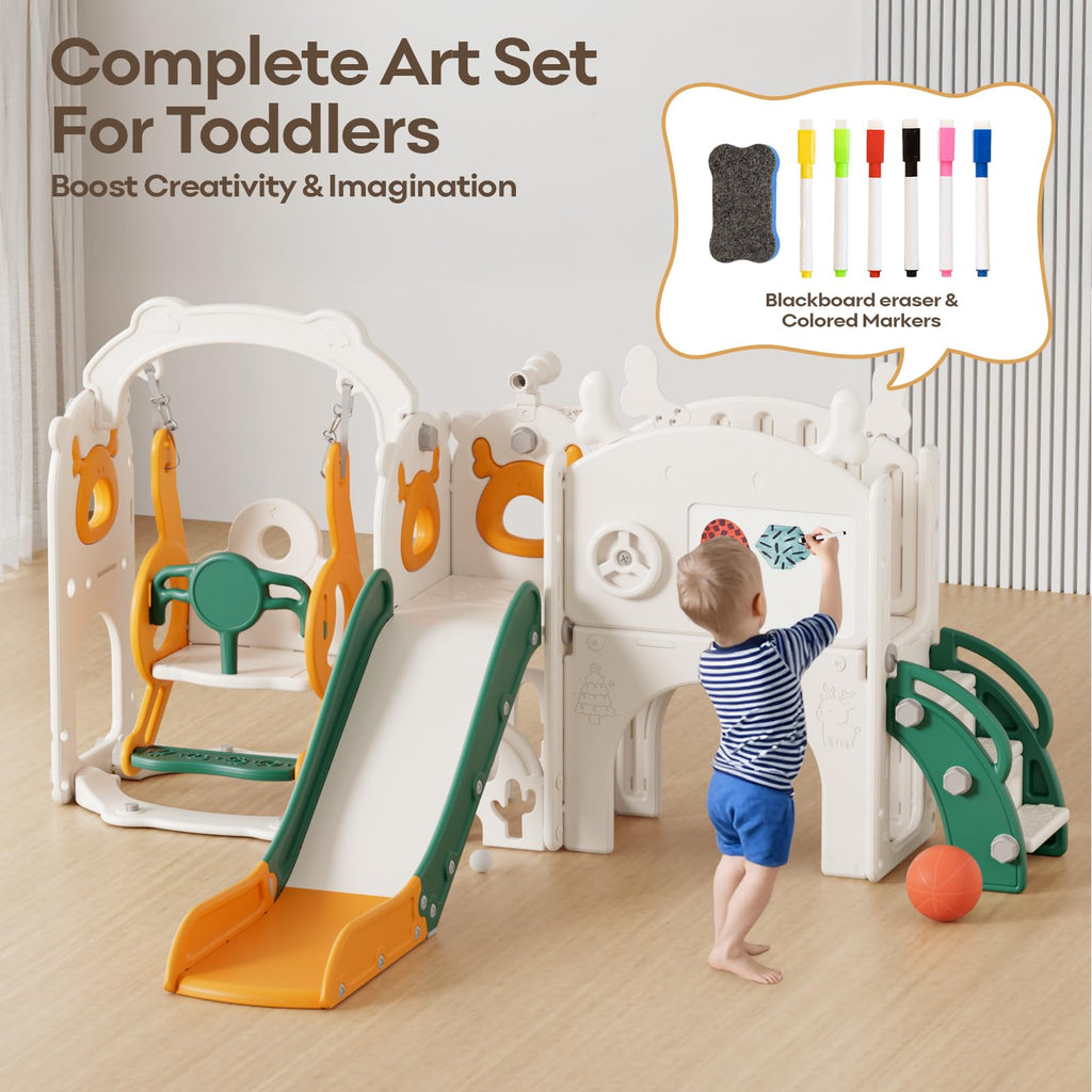 12 in 1 Toddler Slide and Swing Set, Kids Slide for Toddlers 1-3 Years Old, Baby Playset Indoor Outdoor with