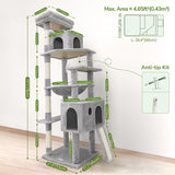 Heavy Duty Cat Tree, 70 inch Sturdy Cat Tree for Indoor Cats Extra Large Cat Tower with Scratching Post, Hammock