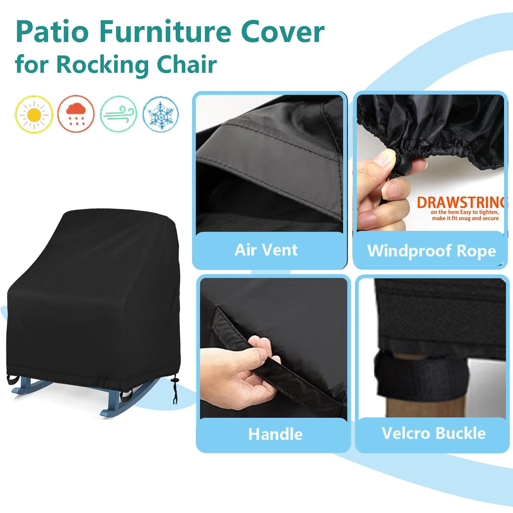 Patio Rocking Chair Cover 2Pack, 27.5"W x 32.5"D x 39"H, Black