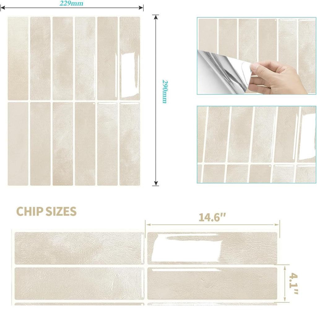 10 Pack Peel and Stick Backsplash Tiles, Waterproof 3D Stickers