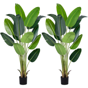 Artificial Bird of Paradise Plant, 6Ft Faux Banana Tree 2Pack