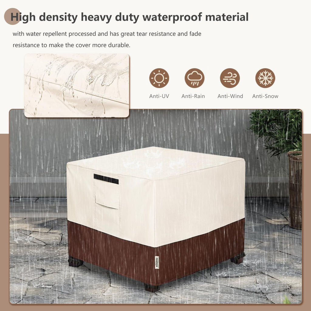 Patio Ottoman Cover Waterproof Square Outdoor Small Side Table Covers, 22"W x 22"D x 18"H, Outdoor Rectangular