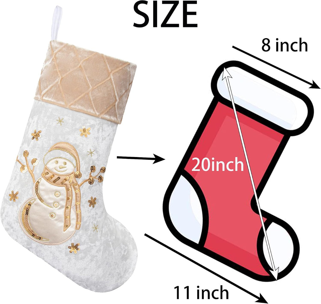 New Christmas Stockings Set of 6 Embroidered 20" Xmas Family Traditional Fireplace Hanging Gold Sequin Decor Velvet