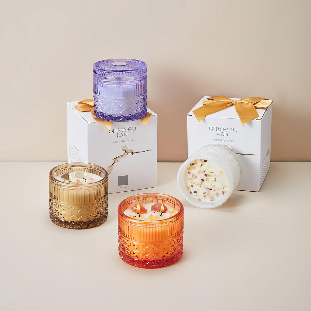 Pink Crystal Candles Champagne Bubbles Candle Scented, Highly Scented, Non-Toxic, Unique Meditation Spiritual Gifts