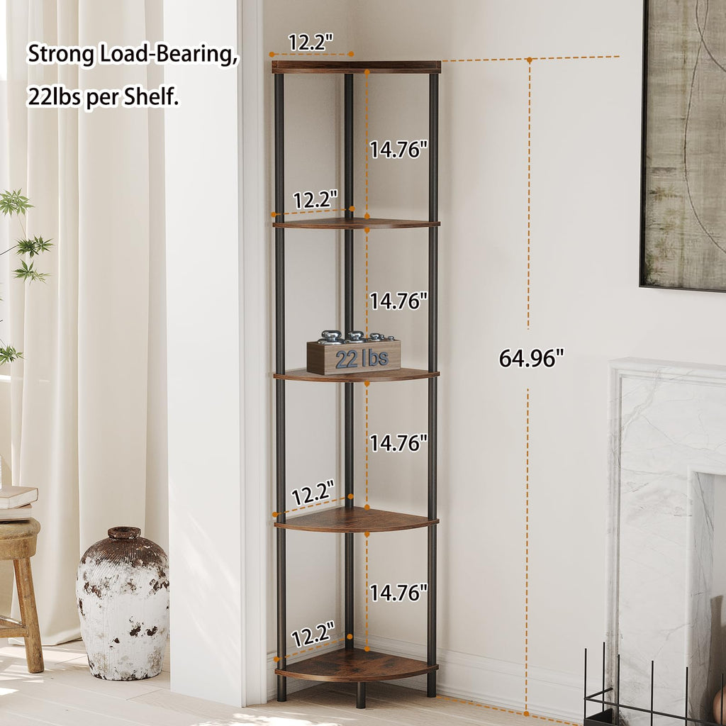 5 Tier Corner Shelf, 65" Tall Corner Shelves Decor