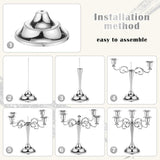2 Pcs 5 Arm Metal Candelabra Candlestick Holders 10.24 Inch Tall Candlestick Holders Gothic Candle Holdery (Sliver)
