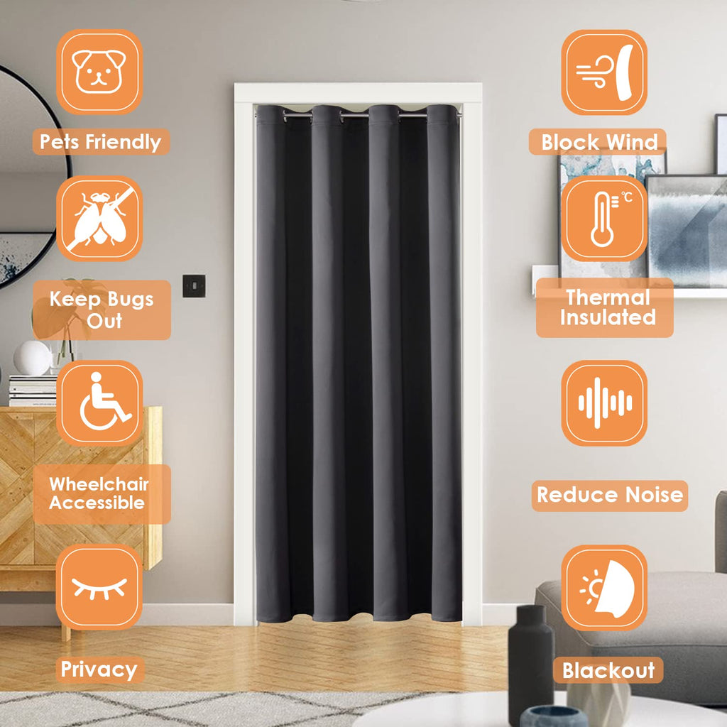 Blackout Curtains Door Curtain for Doorway 80" Long Closet Drapes