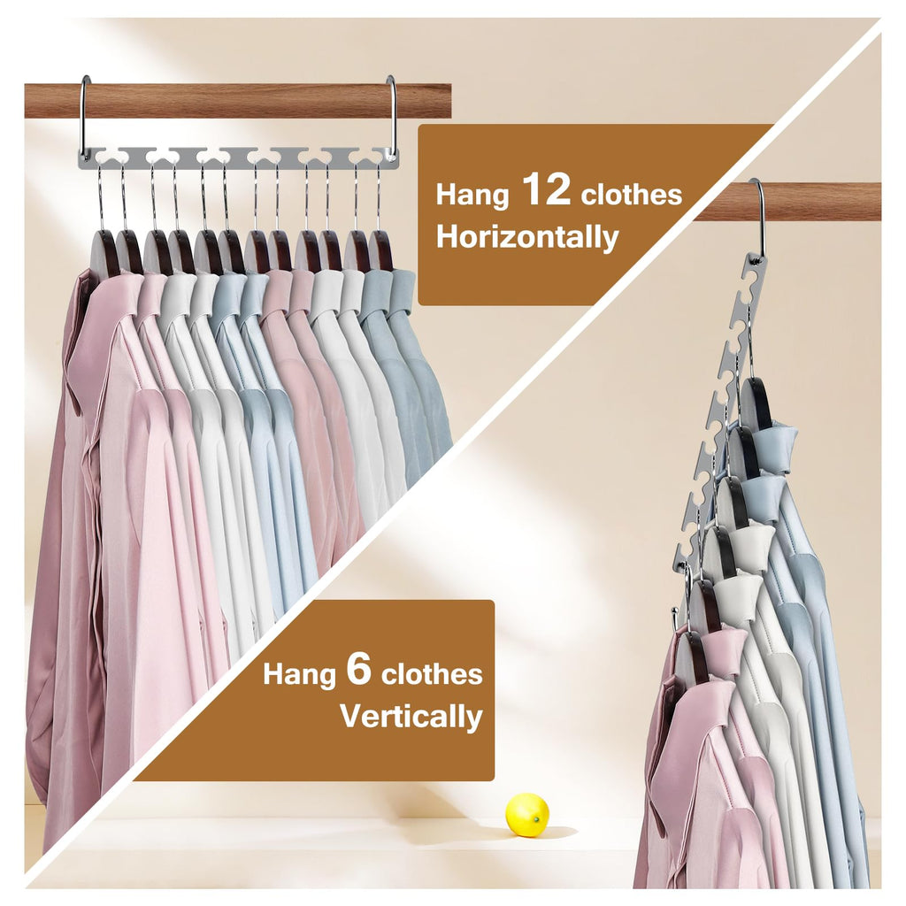 Space Saving Hangers for Clothes 8 Pack, Sturdy Metal Hangers Wardrobe Organizer, Magic Cascading Hanger, Closet