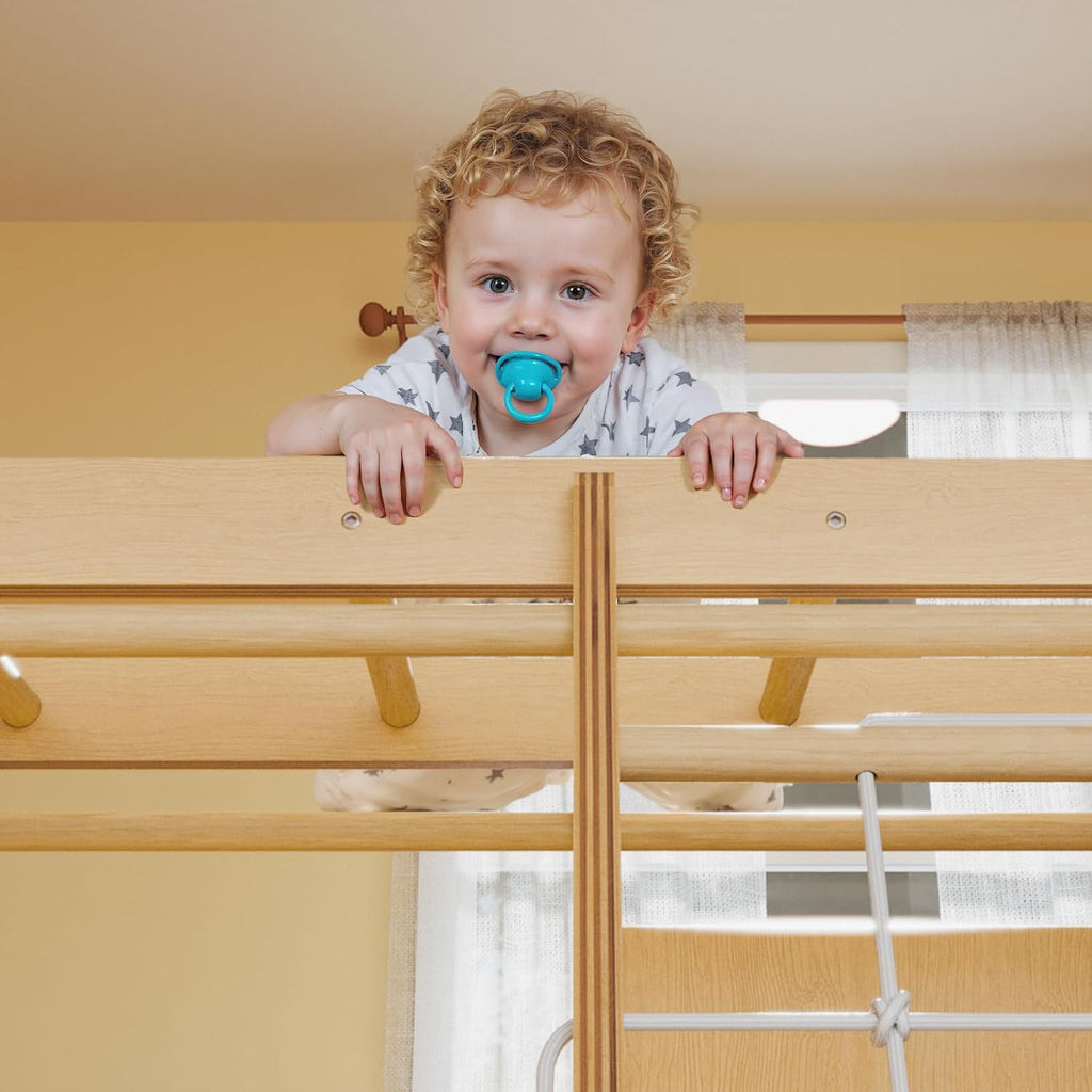 7 in 1 Indoor Jungle Gym: Wooden Montessori Climber with Double Slide Magic Board Climbing Wall Monkey Bars Rope