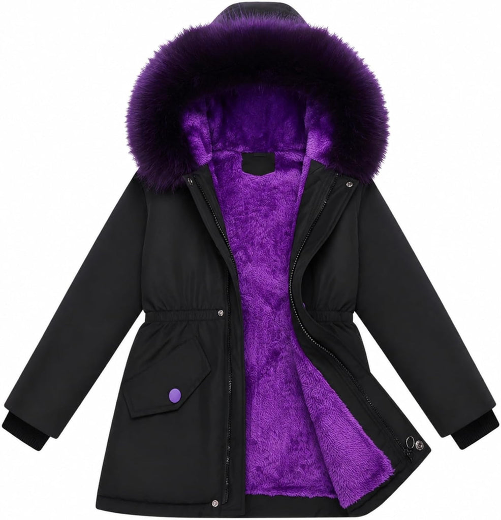 Girls Winter Coat Puffer Jacket with Hood Waterproof Long Parka Stylish Warmth Snow Outwear