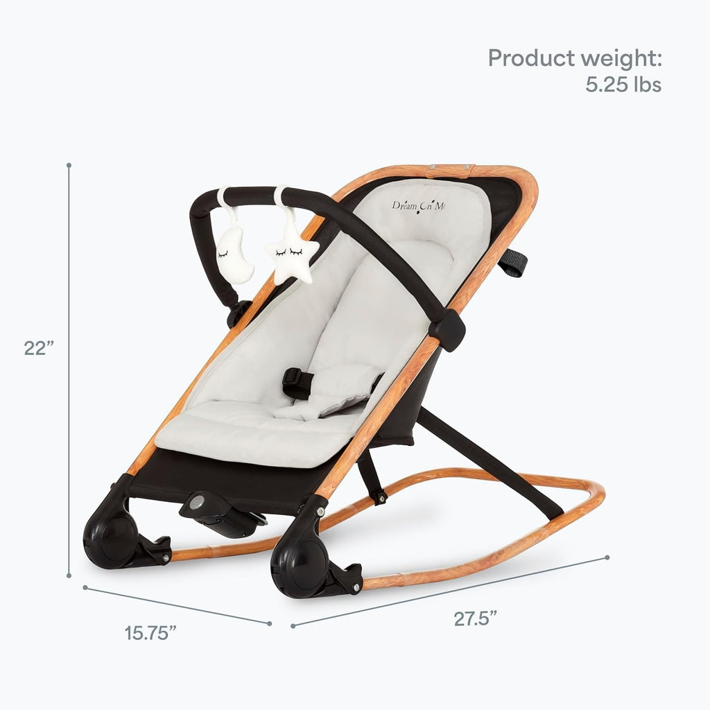 Rock On Me in-1 Baby Rocker and Stationary Seat, Black/Grey