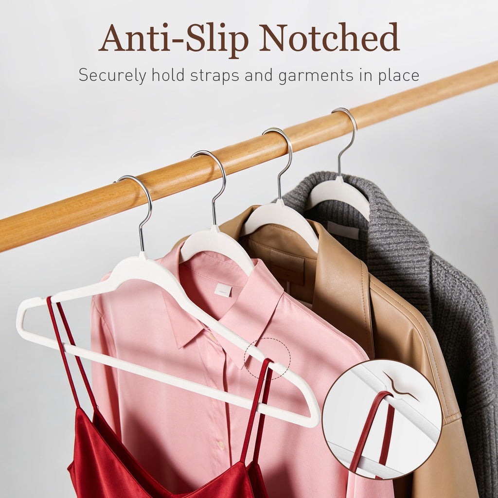 Velvet Hangers 50 Pack, 17.5" Non-Slip Clothes Hangers, White