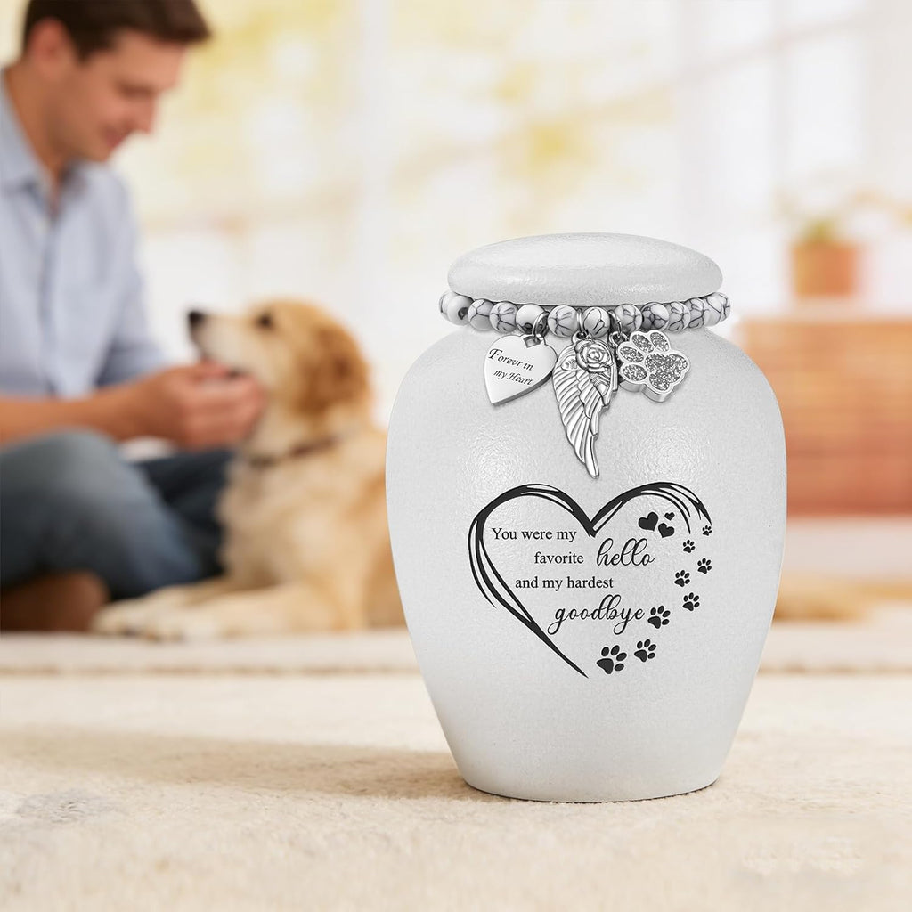 Pet Urn for Dogs Cats 4.8 Inch Small Urn for Pet Ashes Cremation Keepsake Urns Ceramic Mini Urns for Ashes Pet