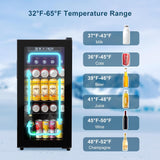 Beverage Refrigerator 180 Can, Black Beer Fridge with Glass Door, 3.2 Cu Ft Mini