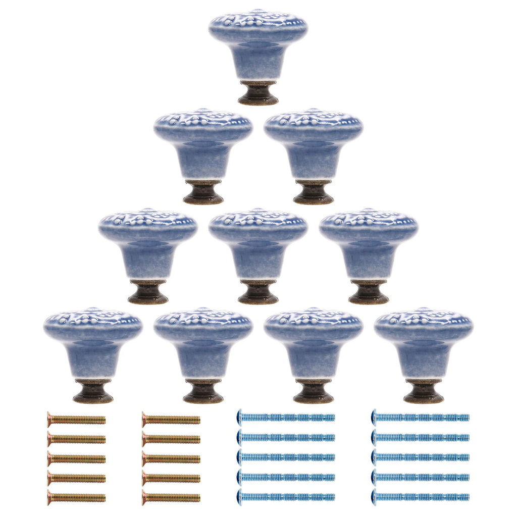 Light Blue Ceramic Knobs, 34mm / 1.3 Inch, 10Pcs