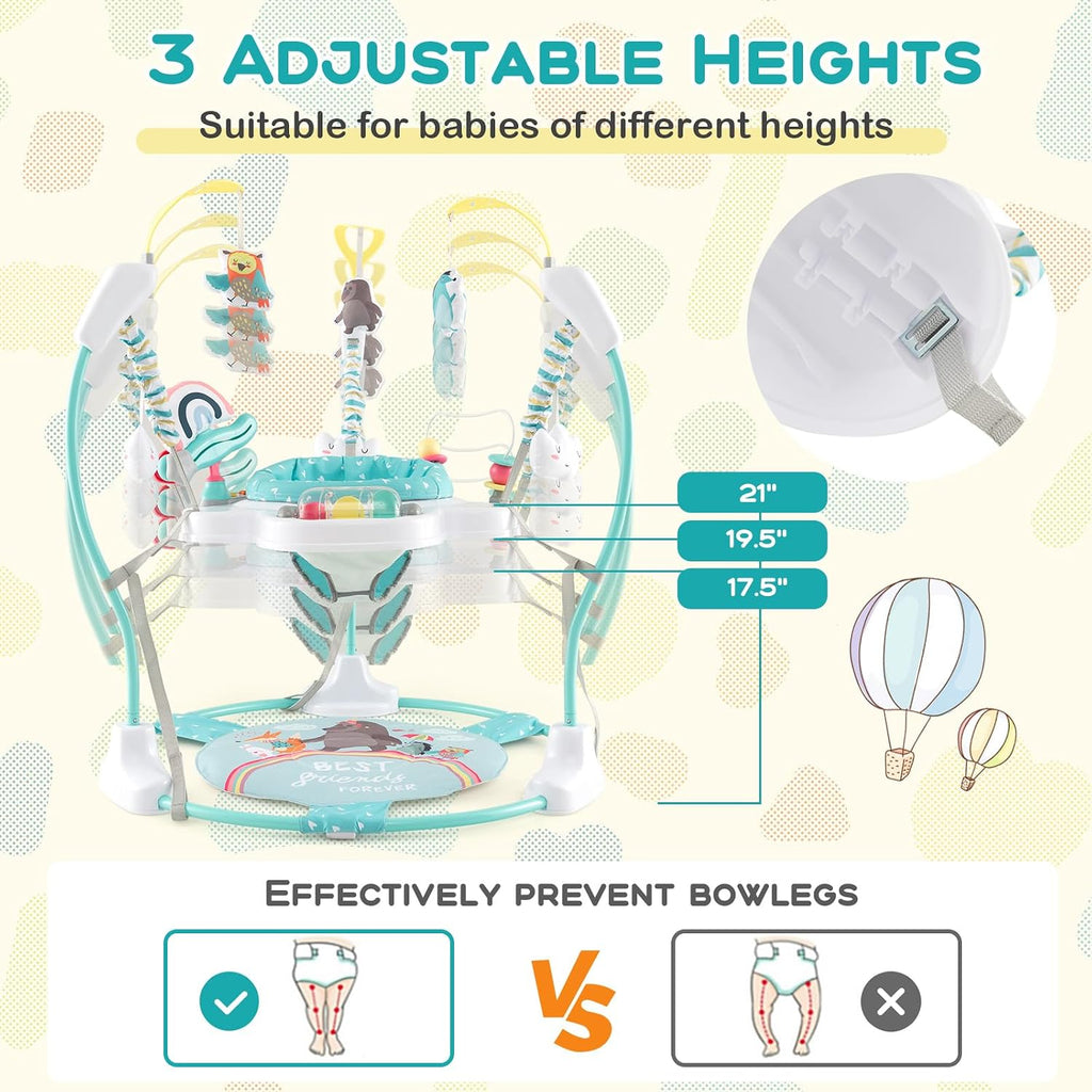 Jumpers and Bouncers, Infant Activity Center with Music Lights Sounds, 360° Rotating Seat and 3 Adjustable Heights