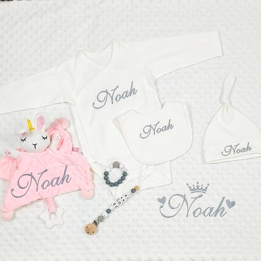 White Personalized Minky Fleece Baby Blanket, Custom Baby Blanket Neutral