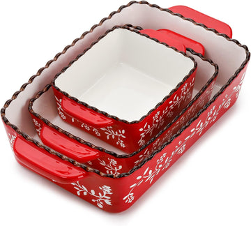 3 Pack Ceramic Bakeware Set, Porcelain Rectangular Dish Lasagna Pans for Cooking, Kitchen, Casserole Dishes, Cake