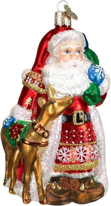 Ornaments: Assortment of Santas Glass Blown Ornaments, Nordic Santa 5.5 Inches