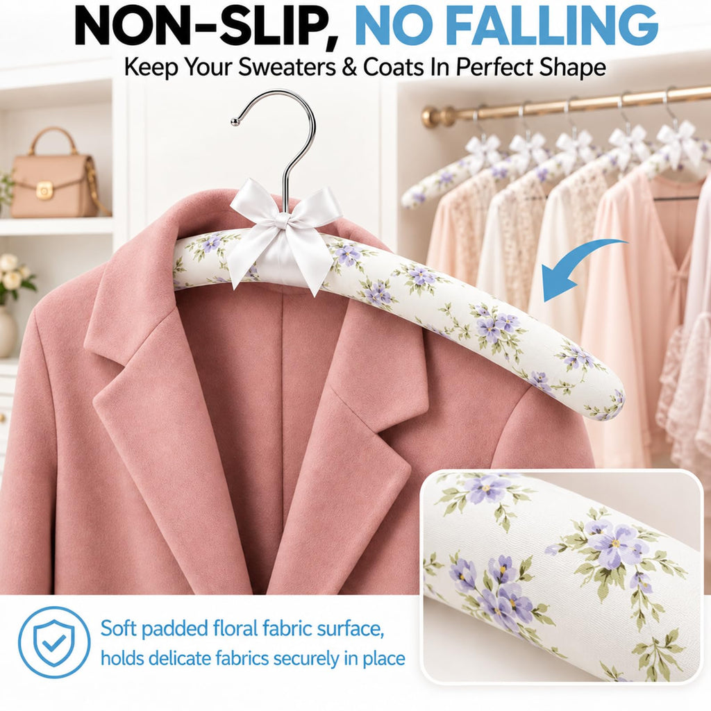 No Bump Padded Clothes Hangers for Women Clothing, Sweater, Coat, 10 Pack