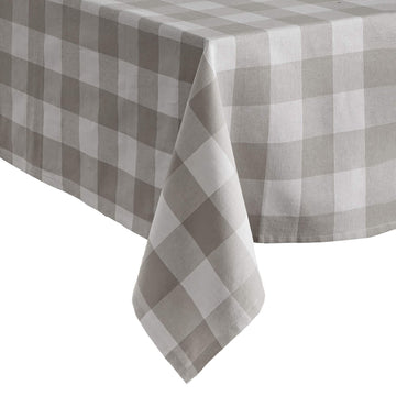 Farmhouse Living Buffalo Check Tablecloth Collection, Gray/White - 60" W x 120" L