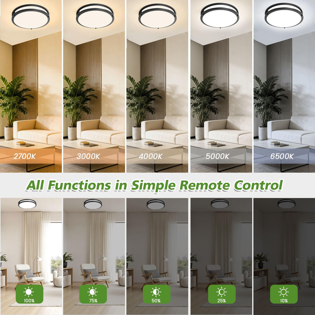 2-Pack 16Inch 50W Dimmable LED Ceiling Light Fixtures with Remote: 3200lm Super Bright Modern Flush Mount LED Ceiling