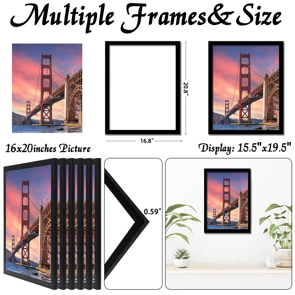 16x20 Picture Frames Black, Set of 6 for Gallery Wall Display
